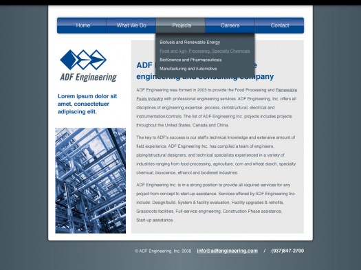 ADF Home Proposed website updates for ADF Engineering - Home Page